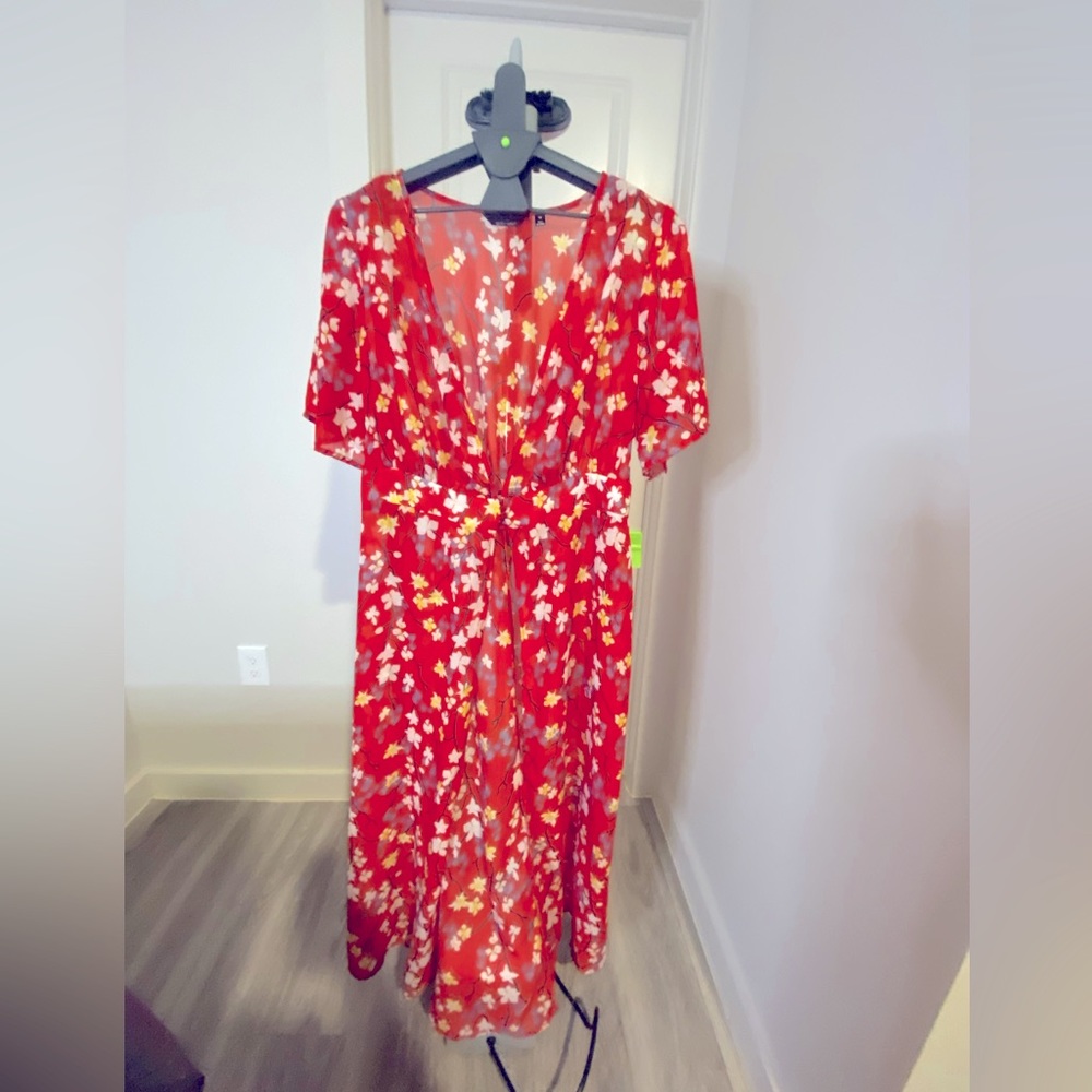 Red Floral Duster